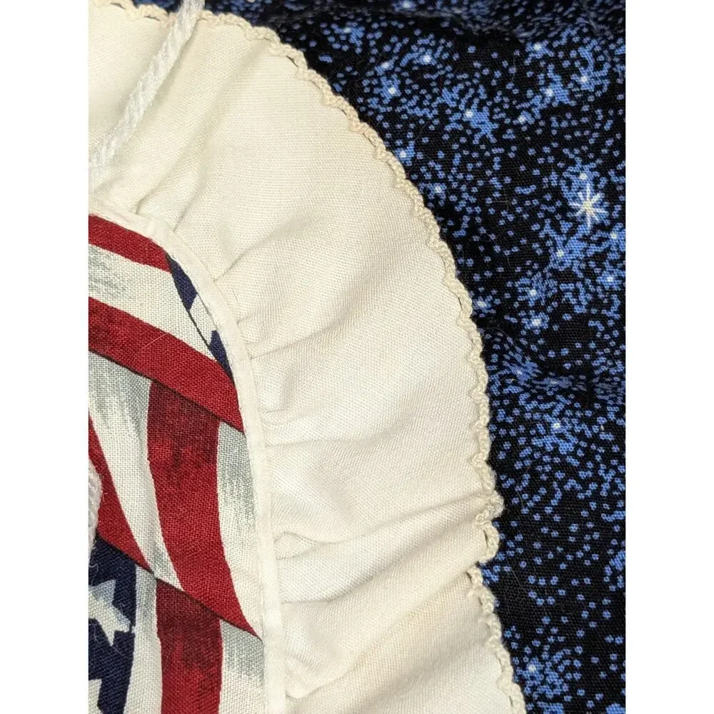 Vtg Handmade 2 Sided Patriotic Americana US Flag Solar System Blanket 44
